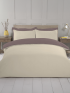Reversible Plain Dyed Duvet Cover Set - Beige & Hot Grey