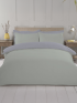 Reversible Plain Dyed Duvet Cover Set - Sage & Cool Grey